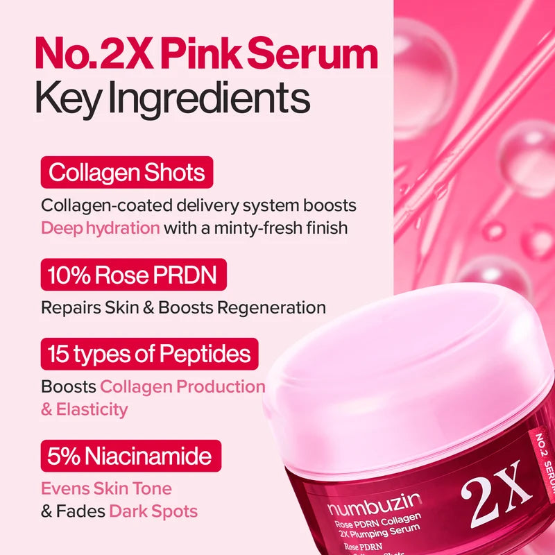 Numbuzin No.2 سيروم الكولاجين بالورد وPDRN لملء البشرة 2X - 30 مل