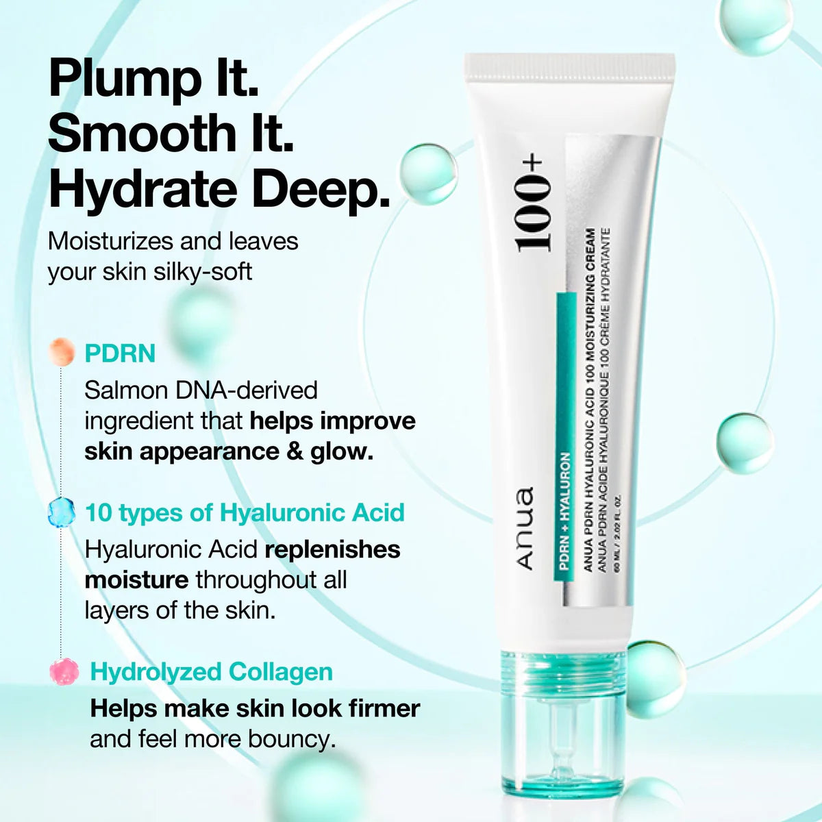 Anua PDRN Hyaluronic Acid 100 Moisturizing Cream - 60ml